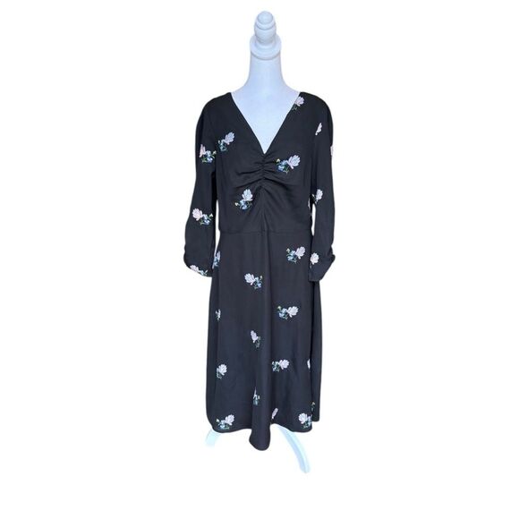 ASOS Floral Embroidered Midi Dress Womens Size 10 Black NWOT - Picture 1 of 14
